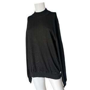 Vintage Gran Sasso for Mark Shale Black Mock Neck Sweater Wool Knit Mens